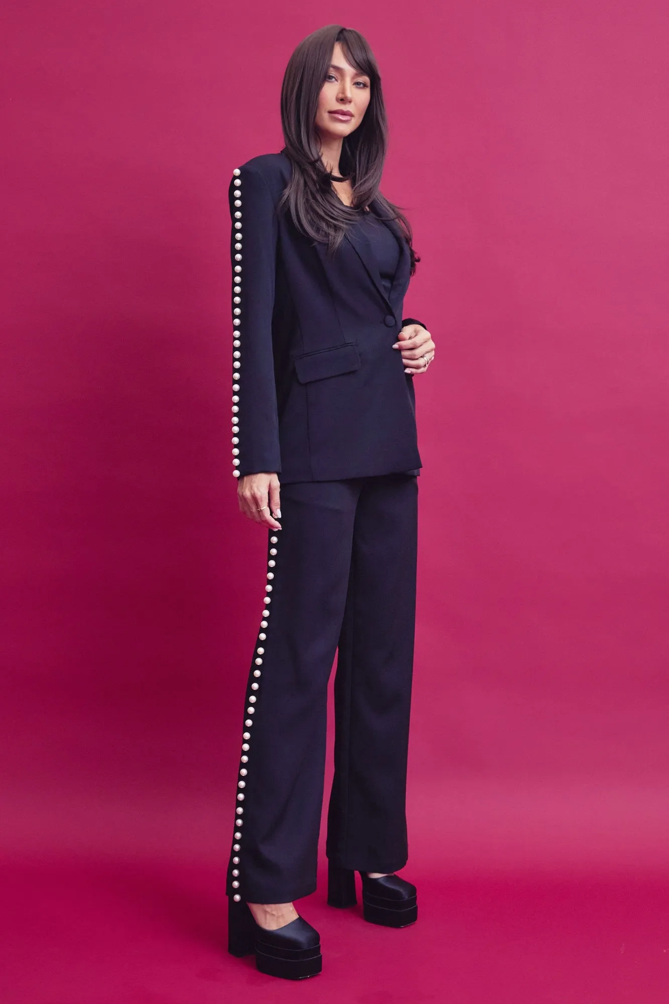 pearl detail pants