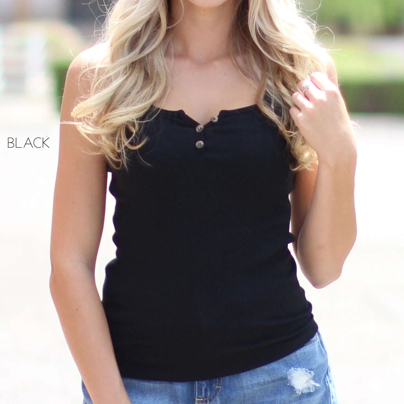 Ribbed Henley Tank