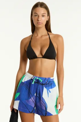 Sublime Aloha Cotton Beach Shorts in Cobalt